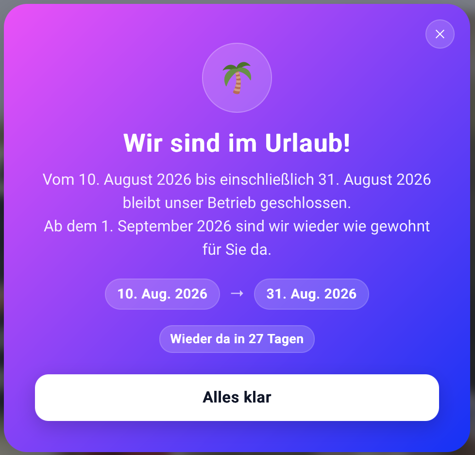 Popup mit eigenen Farben