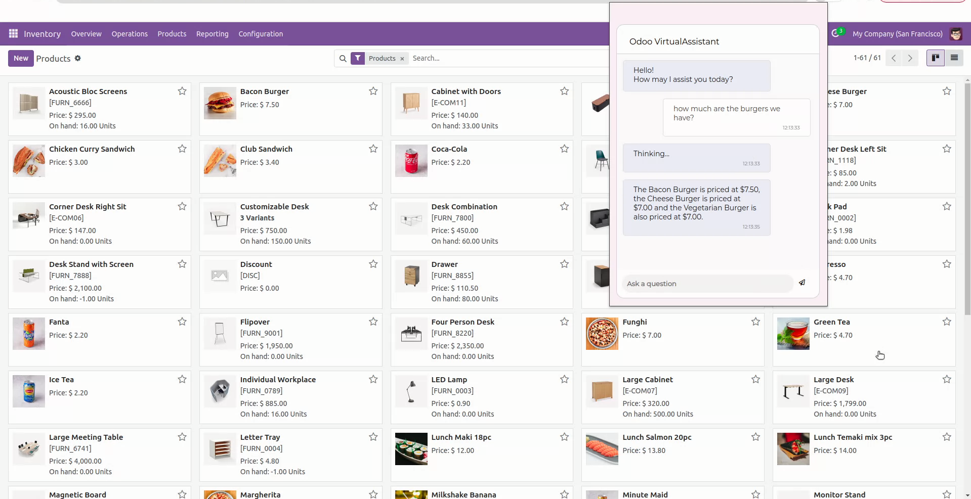 Screenshot of HoverSite used on Odoo ERP