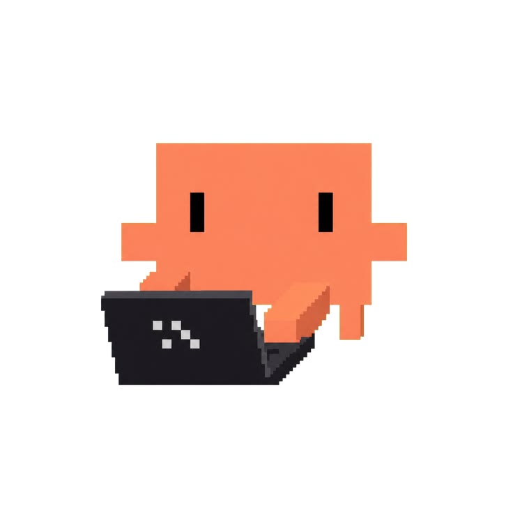 Clawd working at a laptop