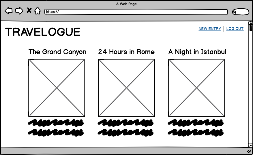 Screenshot of home page wireframe