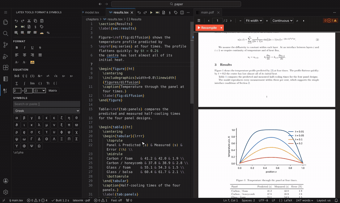 Making a word bold and building a formula from the toolbar