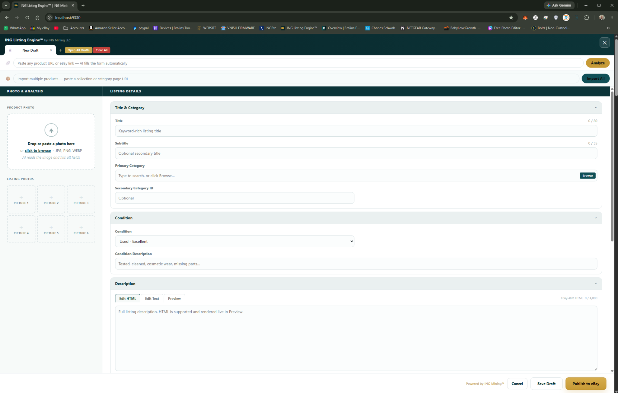 Product URL import — ING Listing Engine
