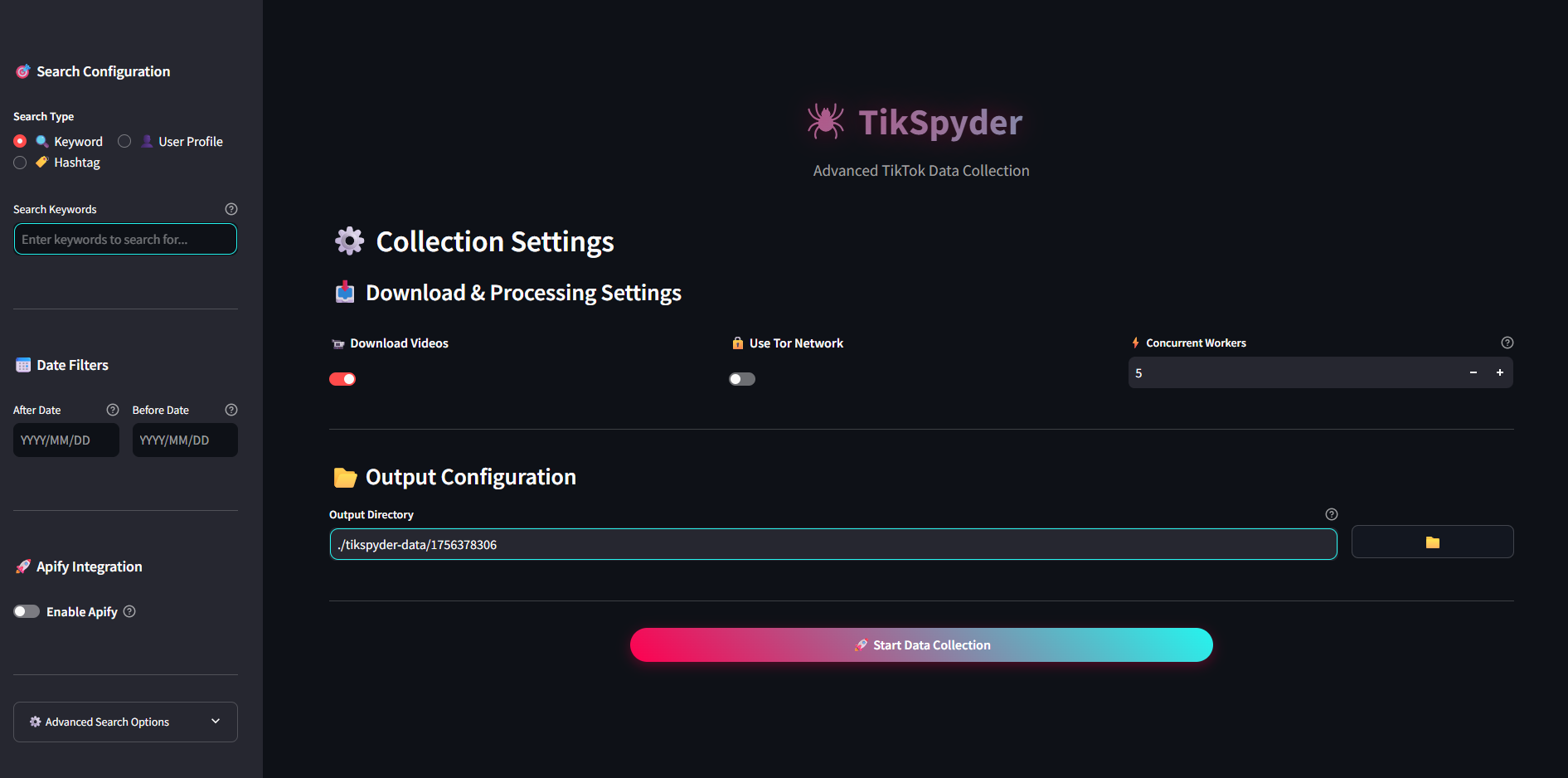 TikSpyder Streamlit Interface