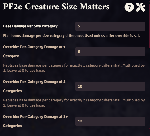 Settings: Default and Override Damage
