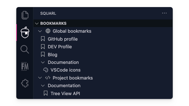 Bookmark list view