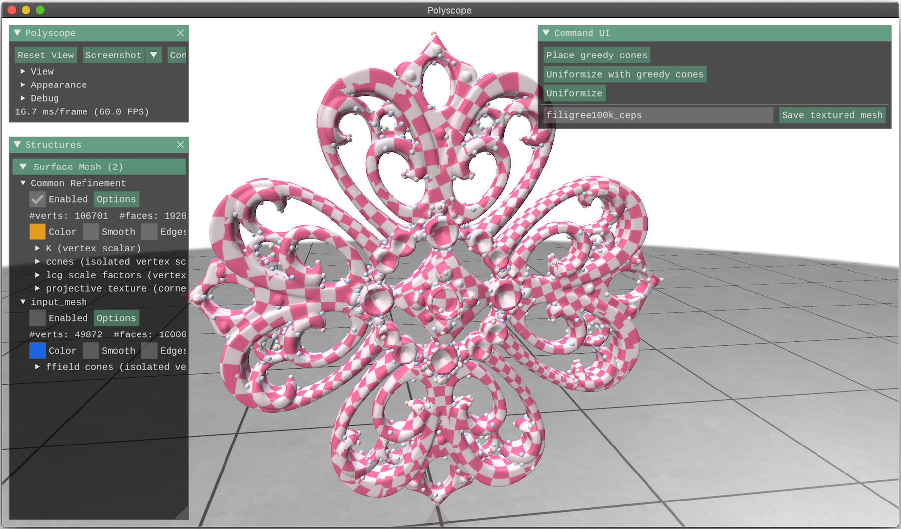 Screenshot of parameterized filigree100k