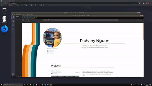 Screenshot of portfolio