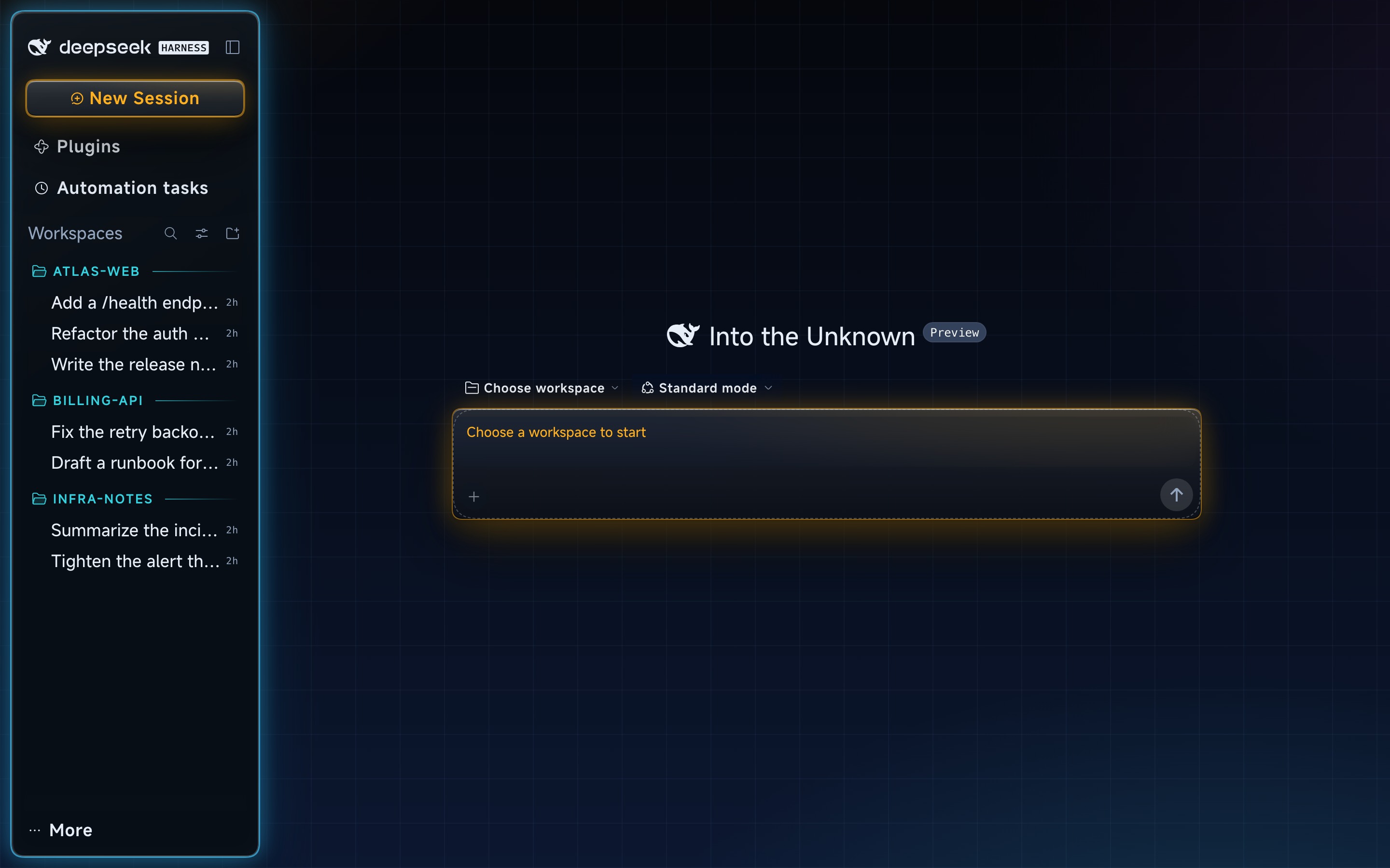 Neon, dark, on the official UI