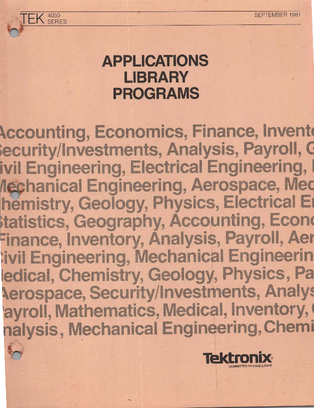 Tektronix PLOT 50 Application Library