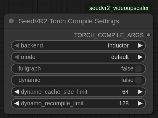 SeedVR2 Torch Compile Settings
