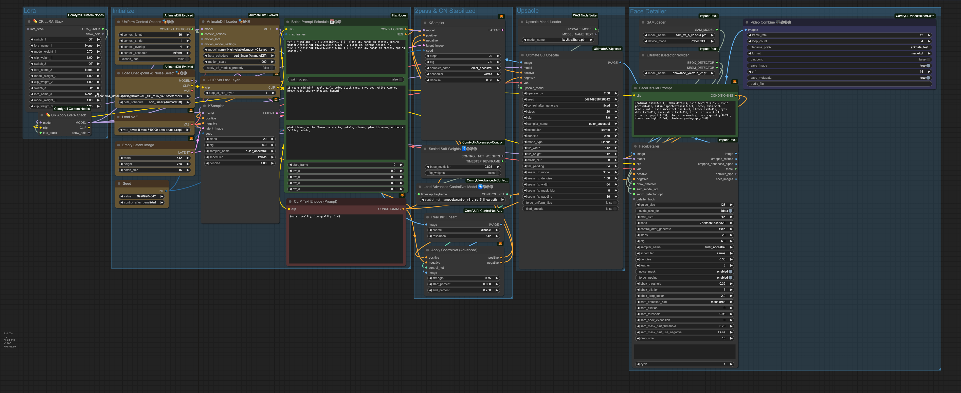 AnimateDiff_2pass_upscale_fadeDetailer_CN_Stabilized