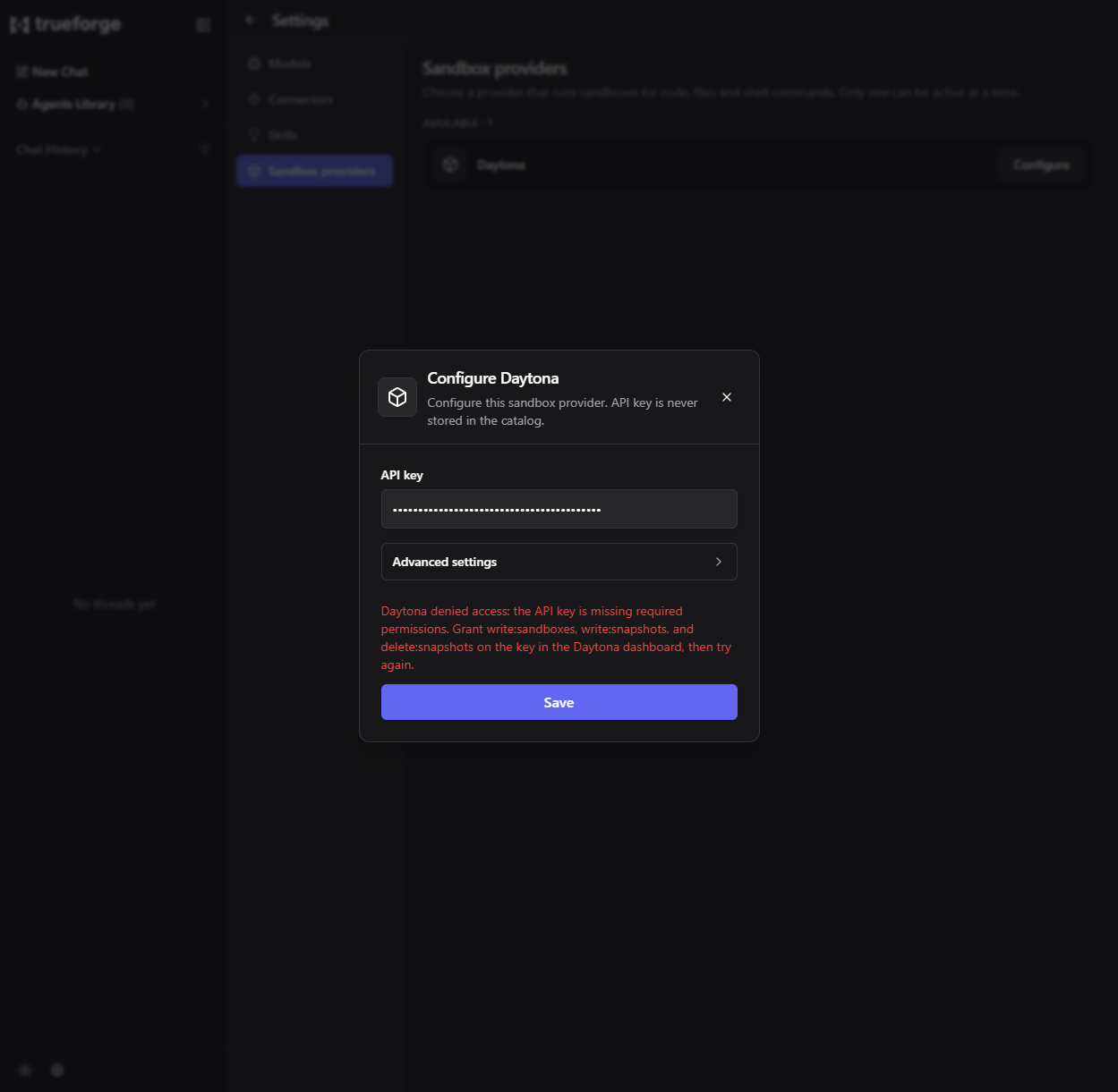 Daytona 403 error, dark theme