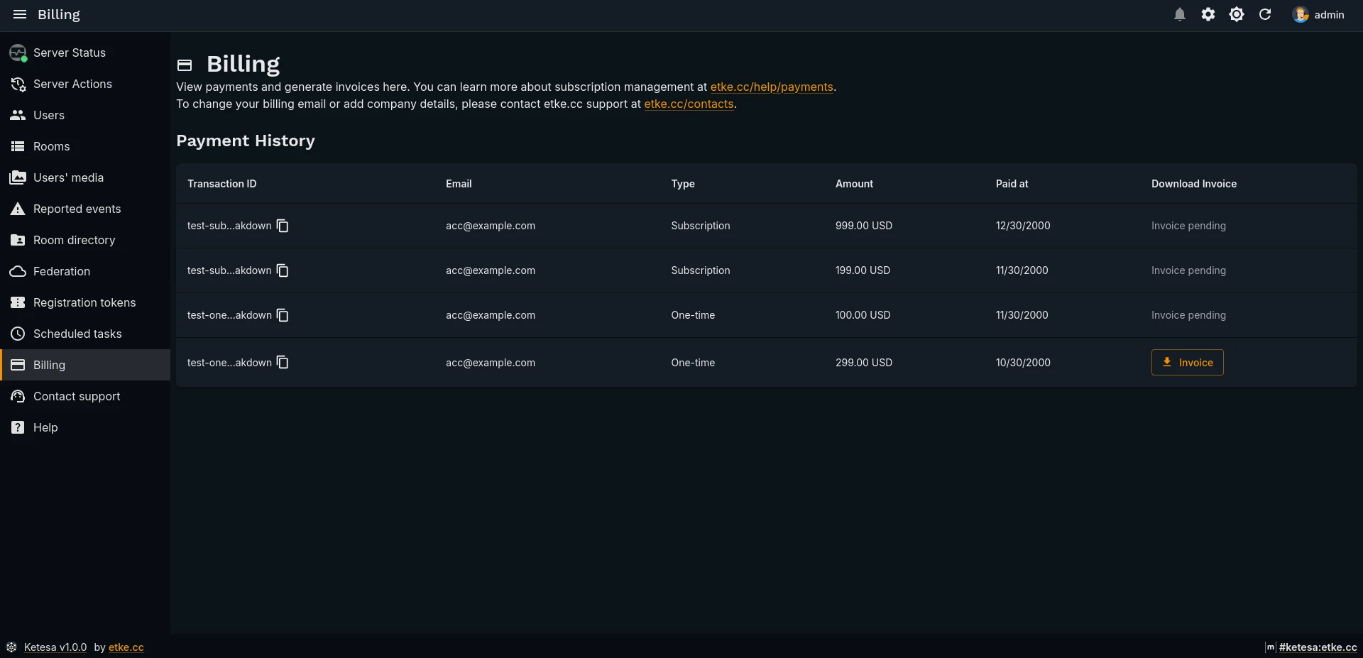 Billing (dark)