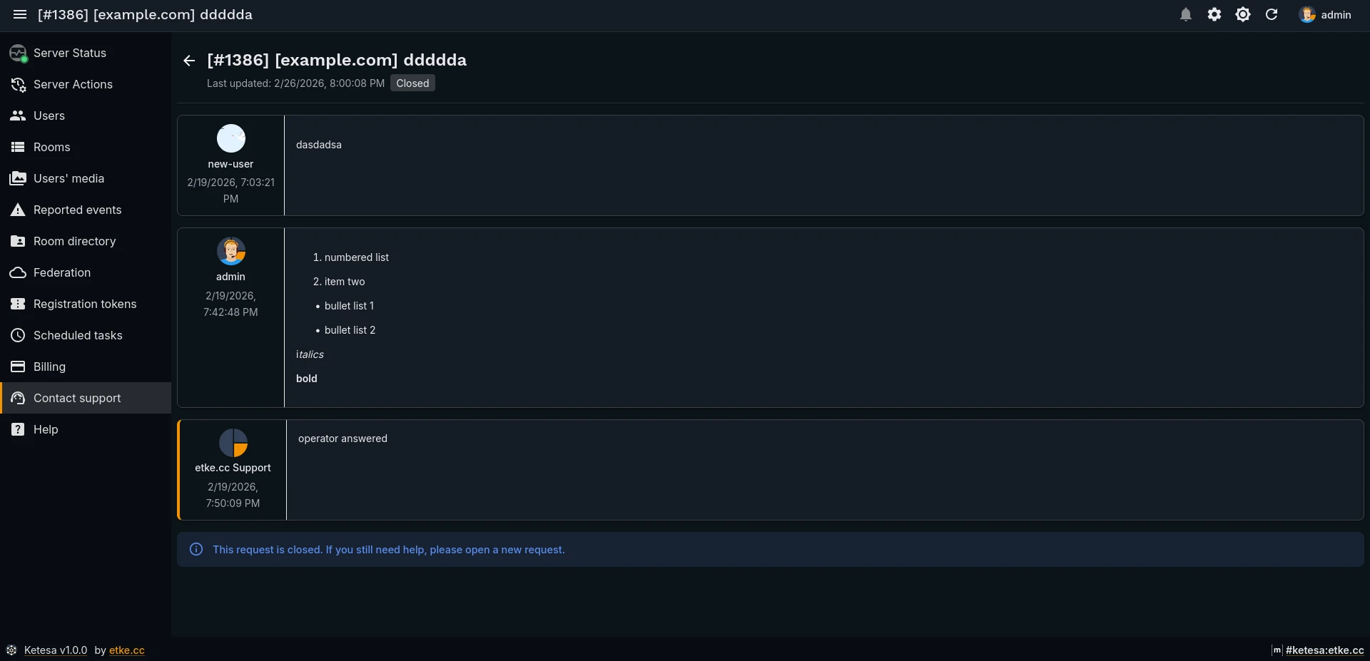 Support — Closed Thread (dark)