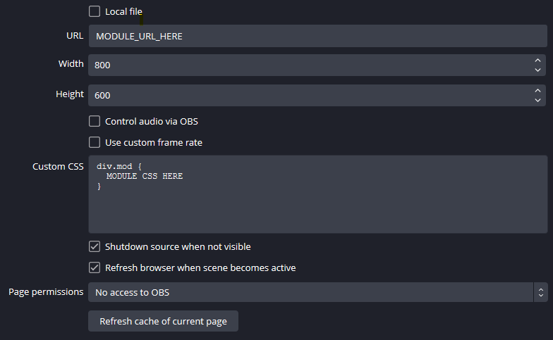 Browser-Source Settings