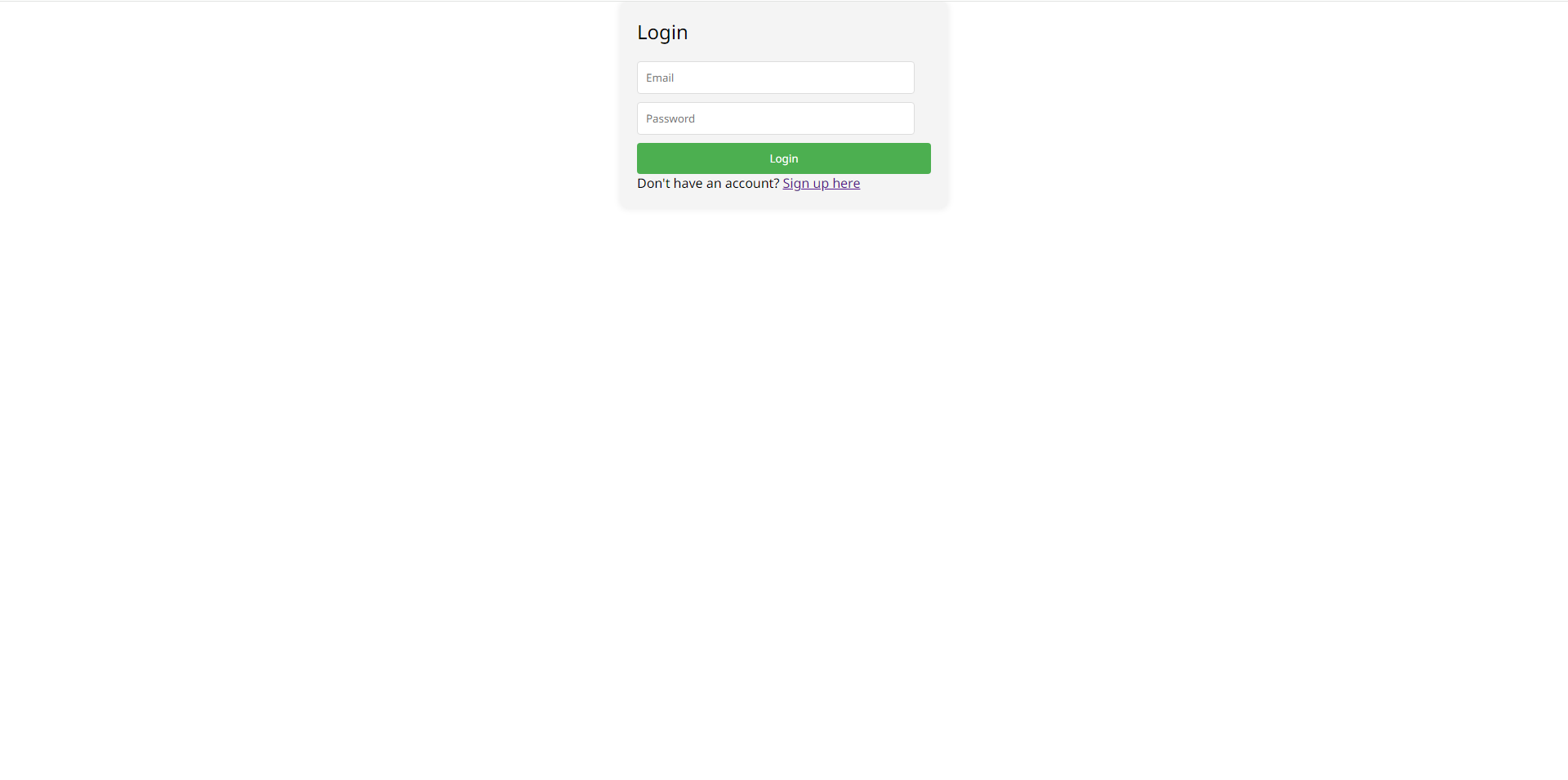 Login page