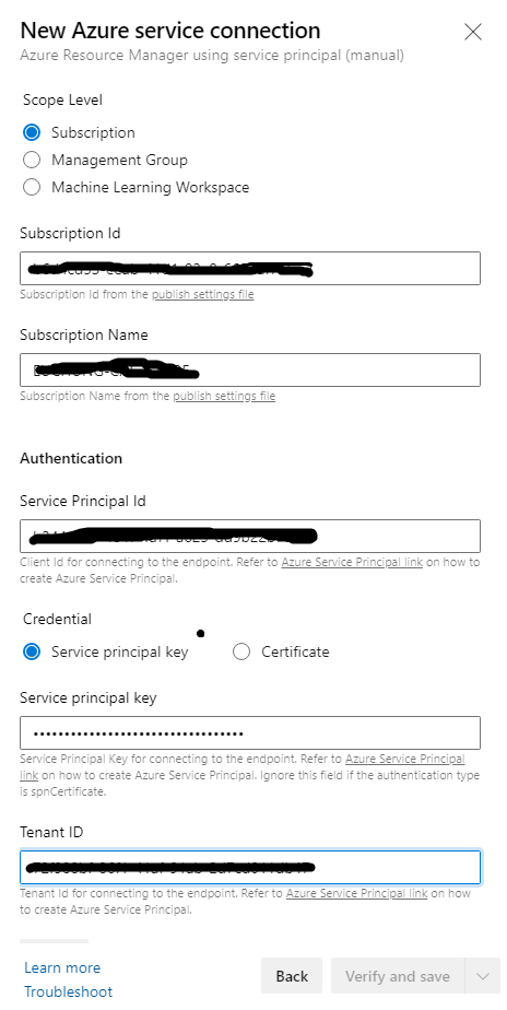 New Azure Service Connection