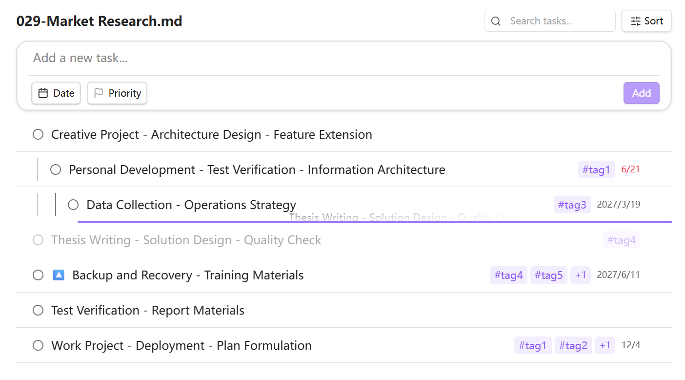 task list view