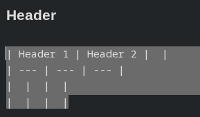 Markdown table source