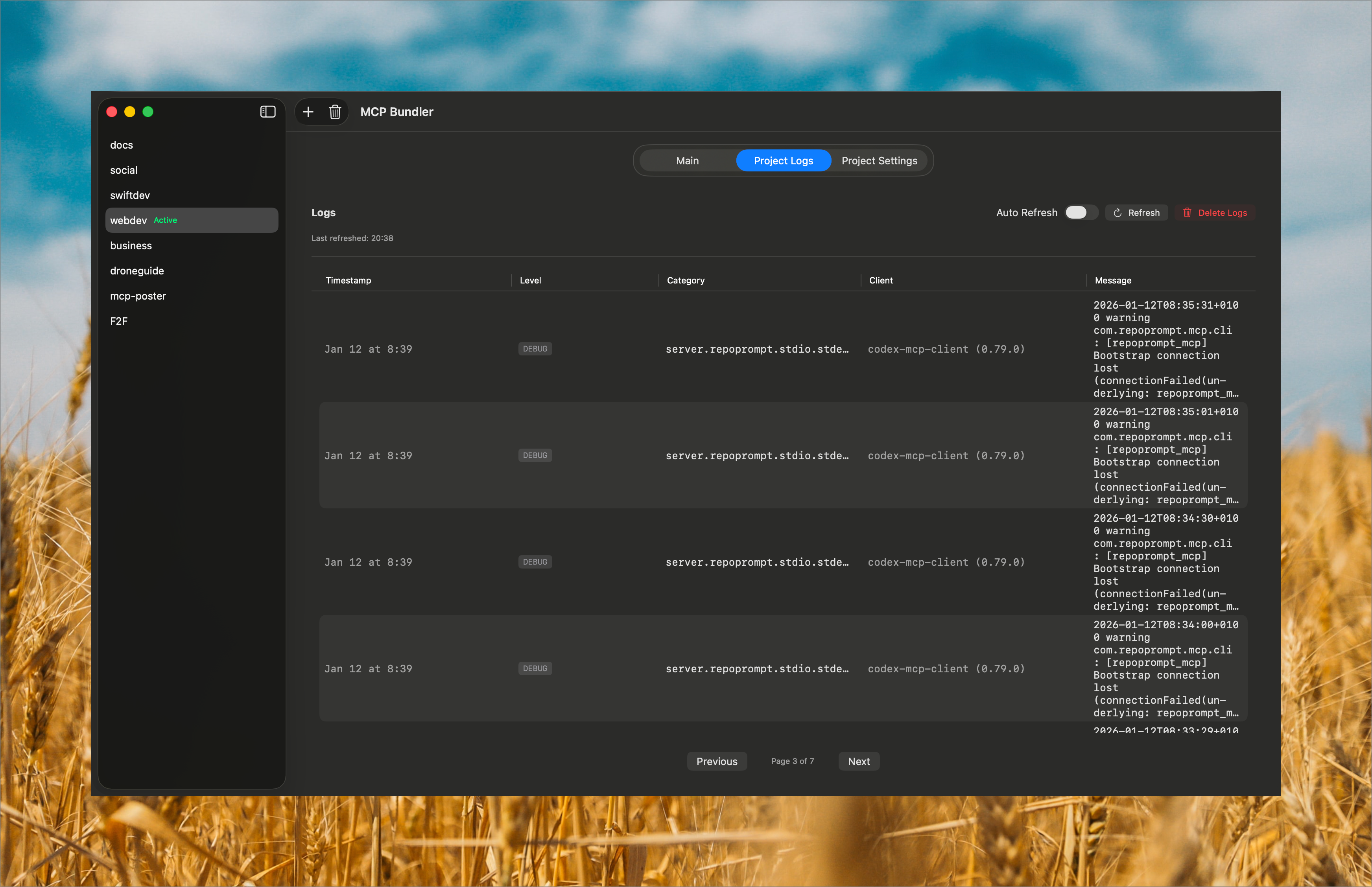 Project logs