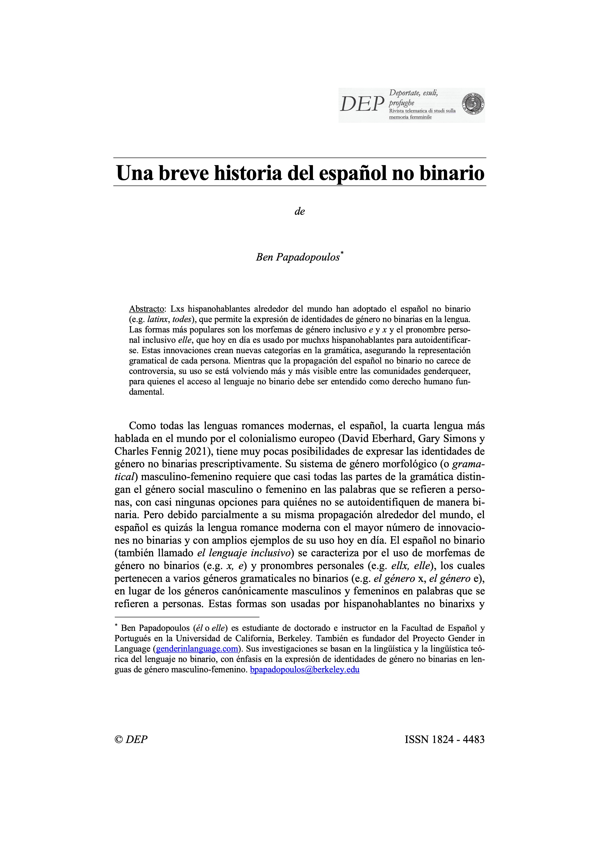 Una breve historia del español no binario