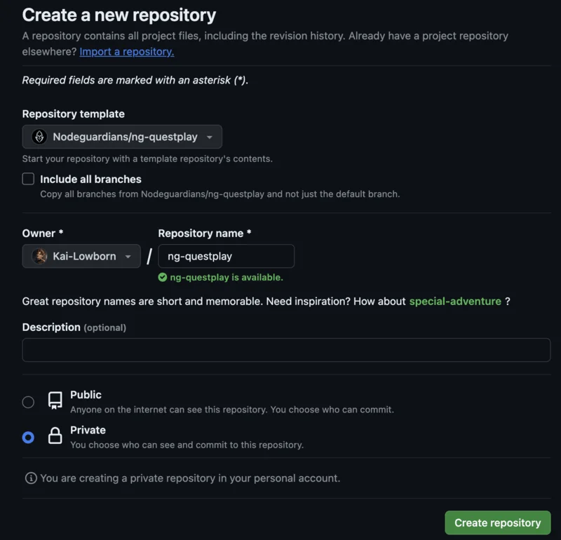 Creating the repository