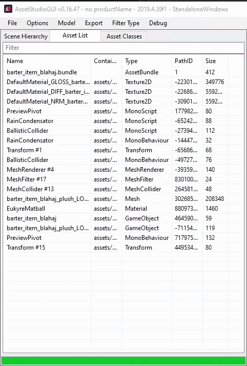 ASGUI's Sort By Type Function in use.