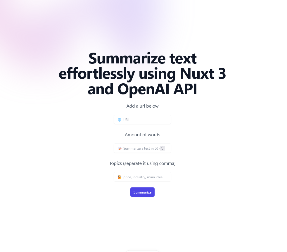 summarizing text with nuxt 3 and openai API