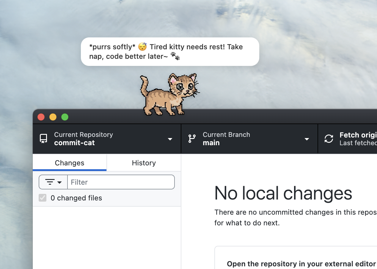 CommitCat on desktop