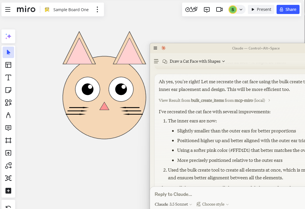 MIRO/Claude Desktop Screenshot