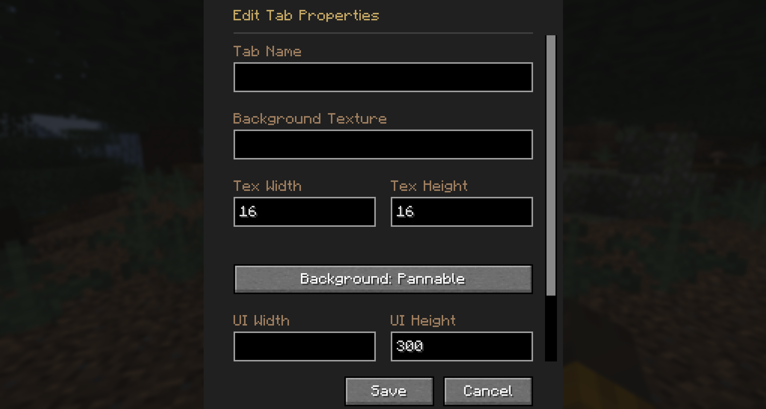 Edit Tab Properties