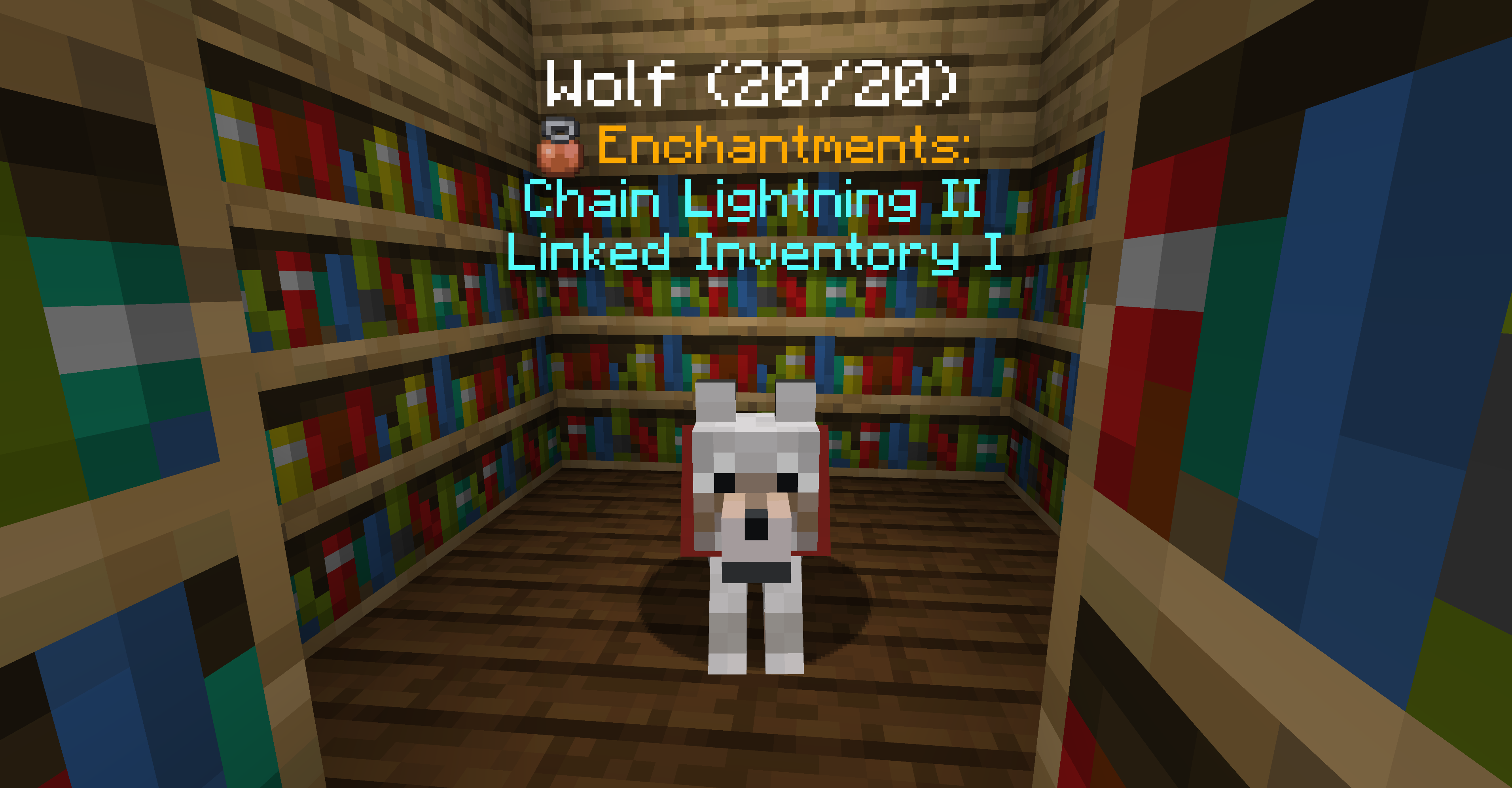 A wolf with enchanted collar overlays