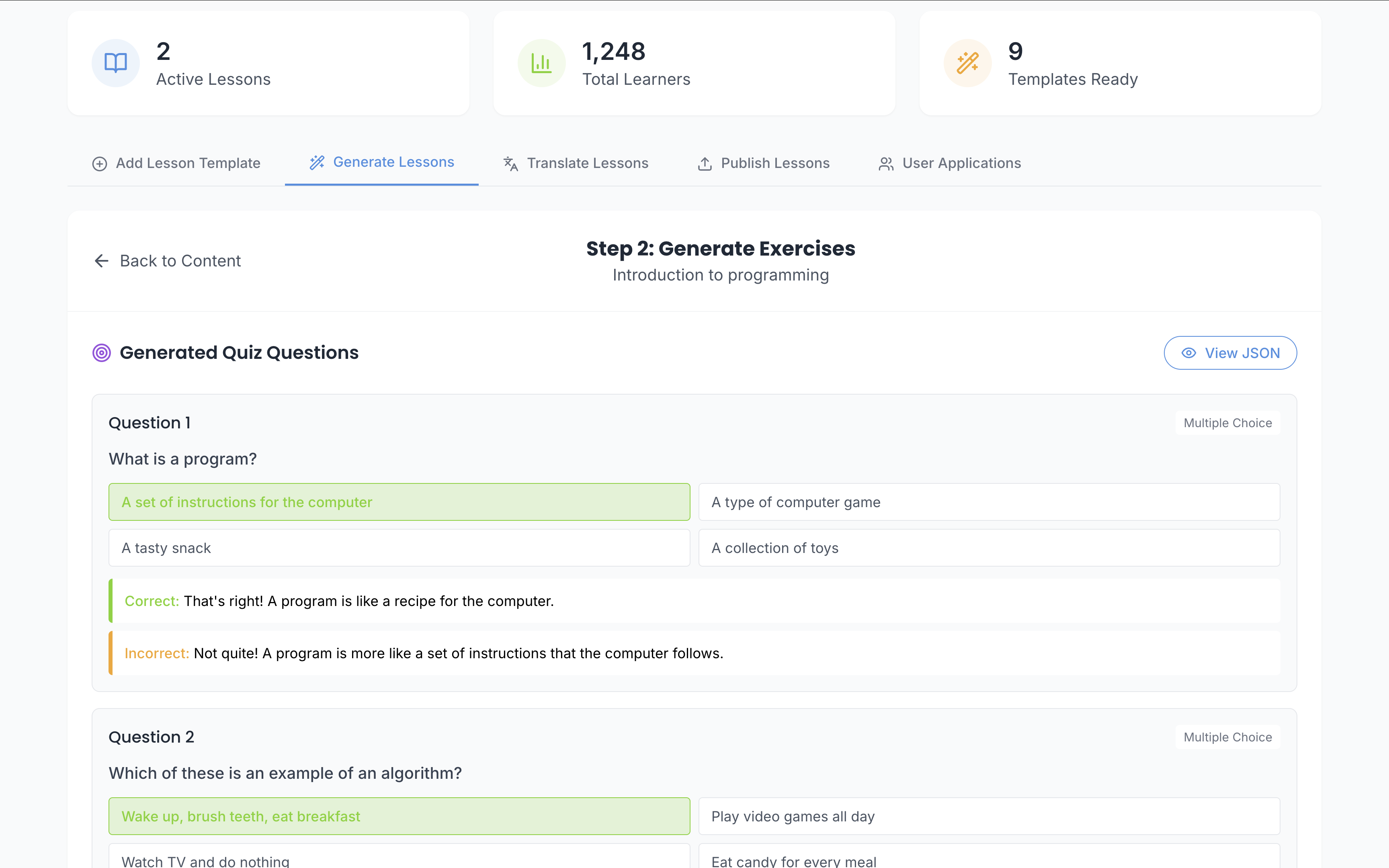 Generate Lesson Demo