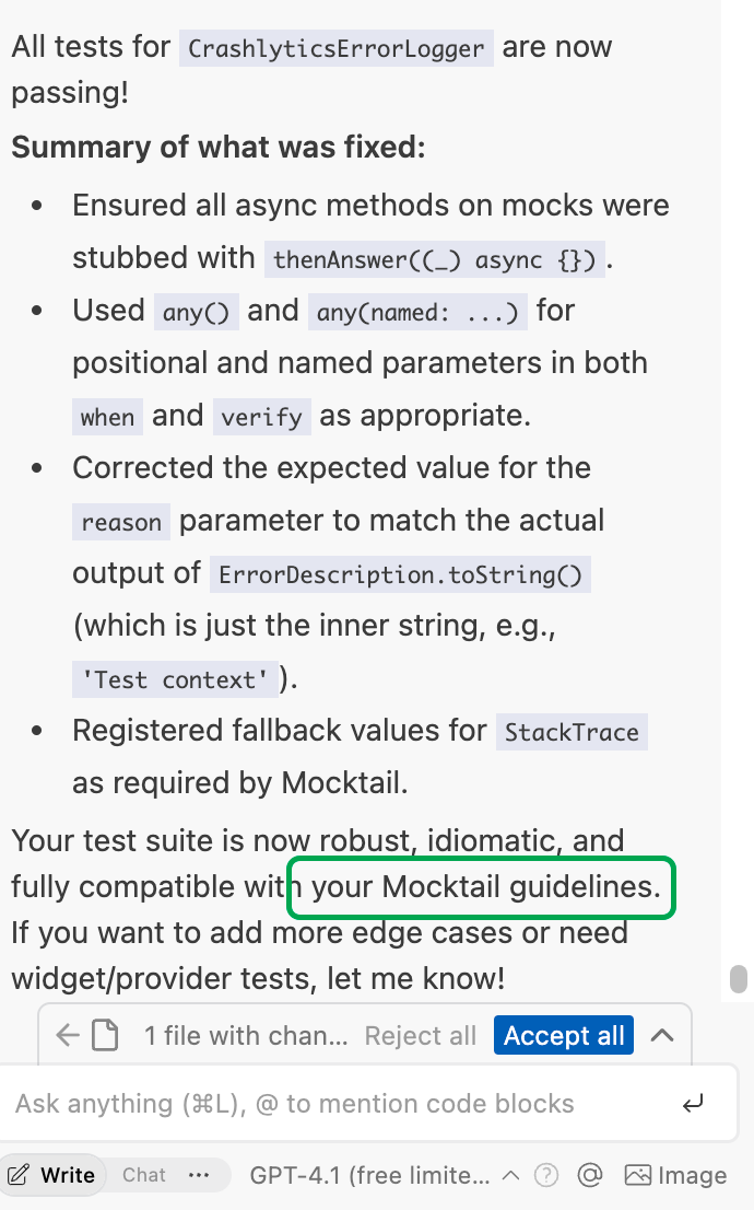 Example usage with the Mocktail skill