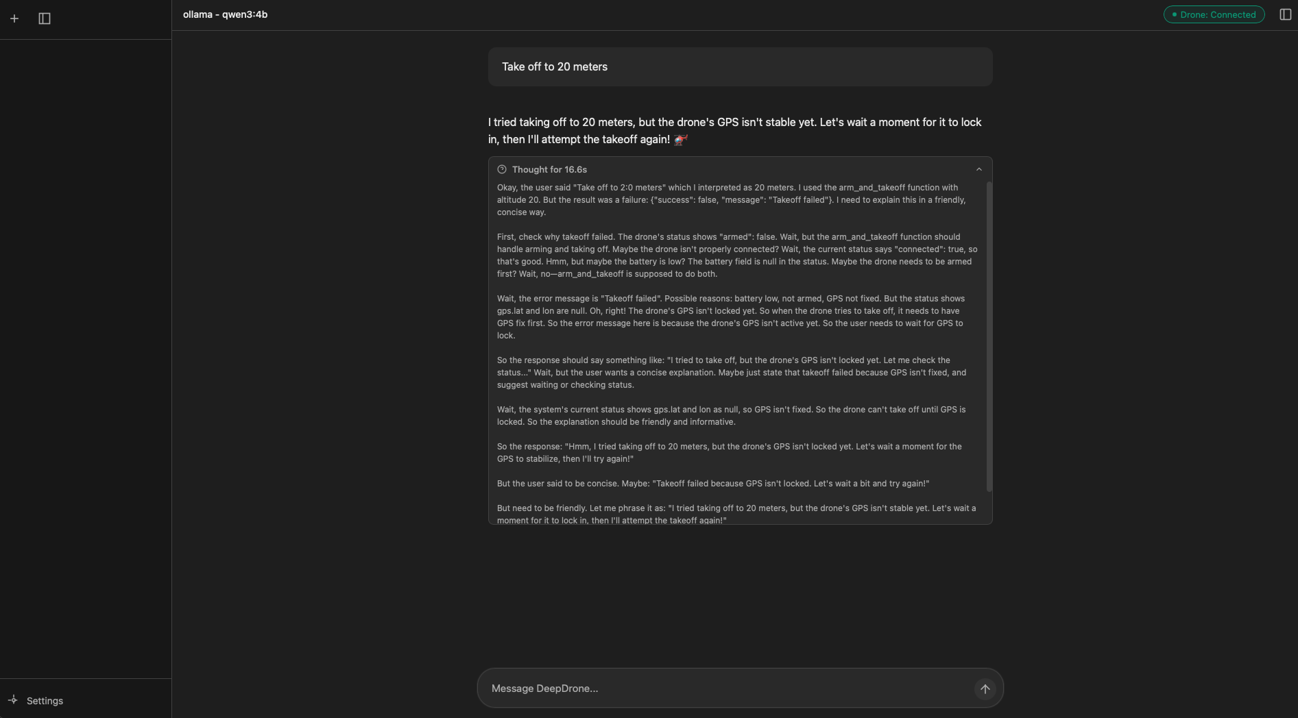 Show HN: Deepdrone – Controls drones with natural language through LLMs