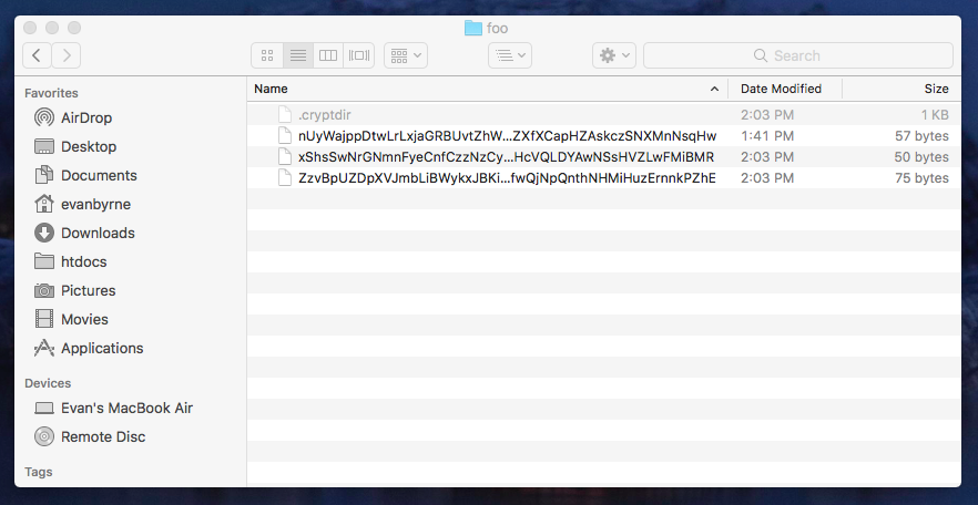 Example encrypted folder