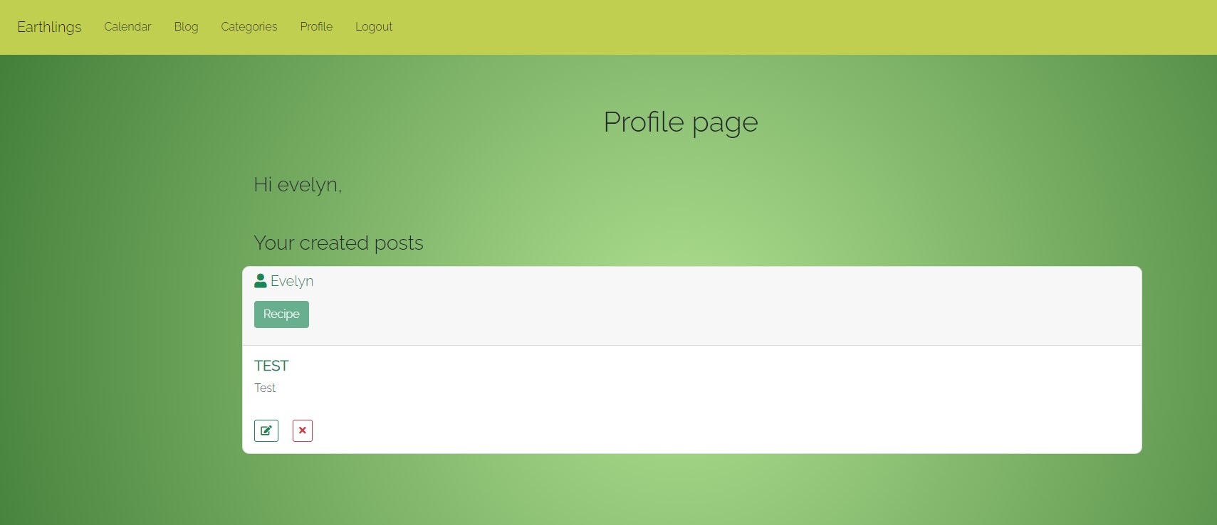 Image of the Profile page