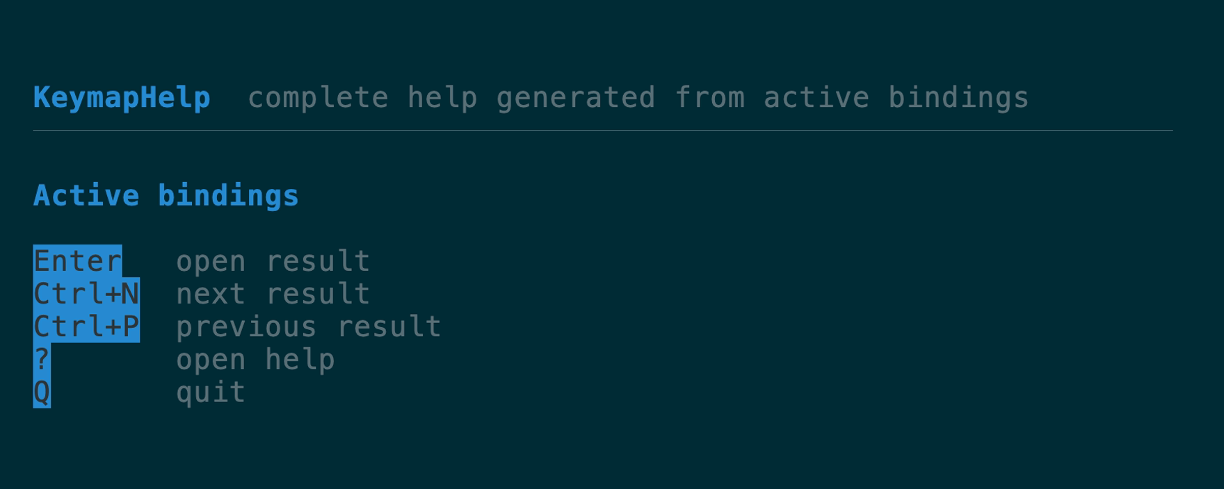 keymap help demo