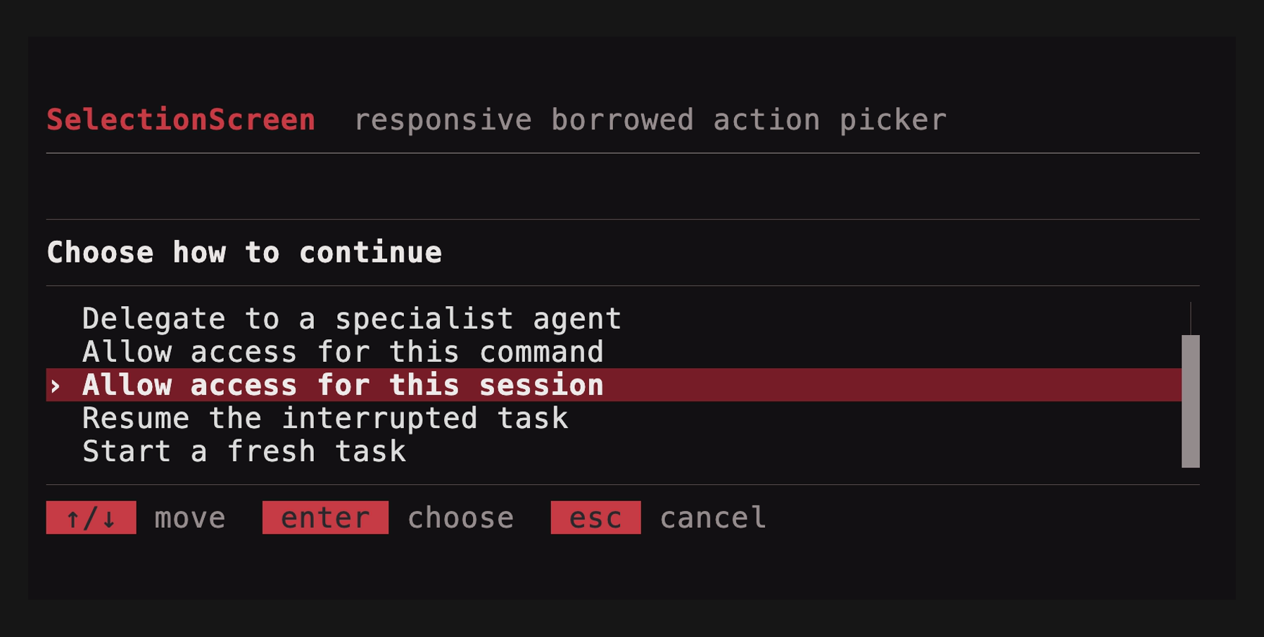 selection screen demo