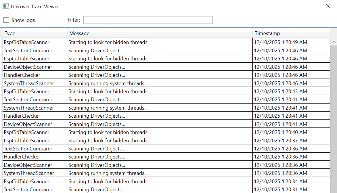 unKover output
