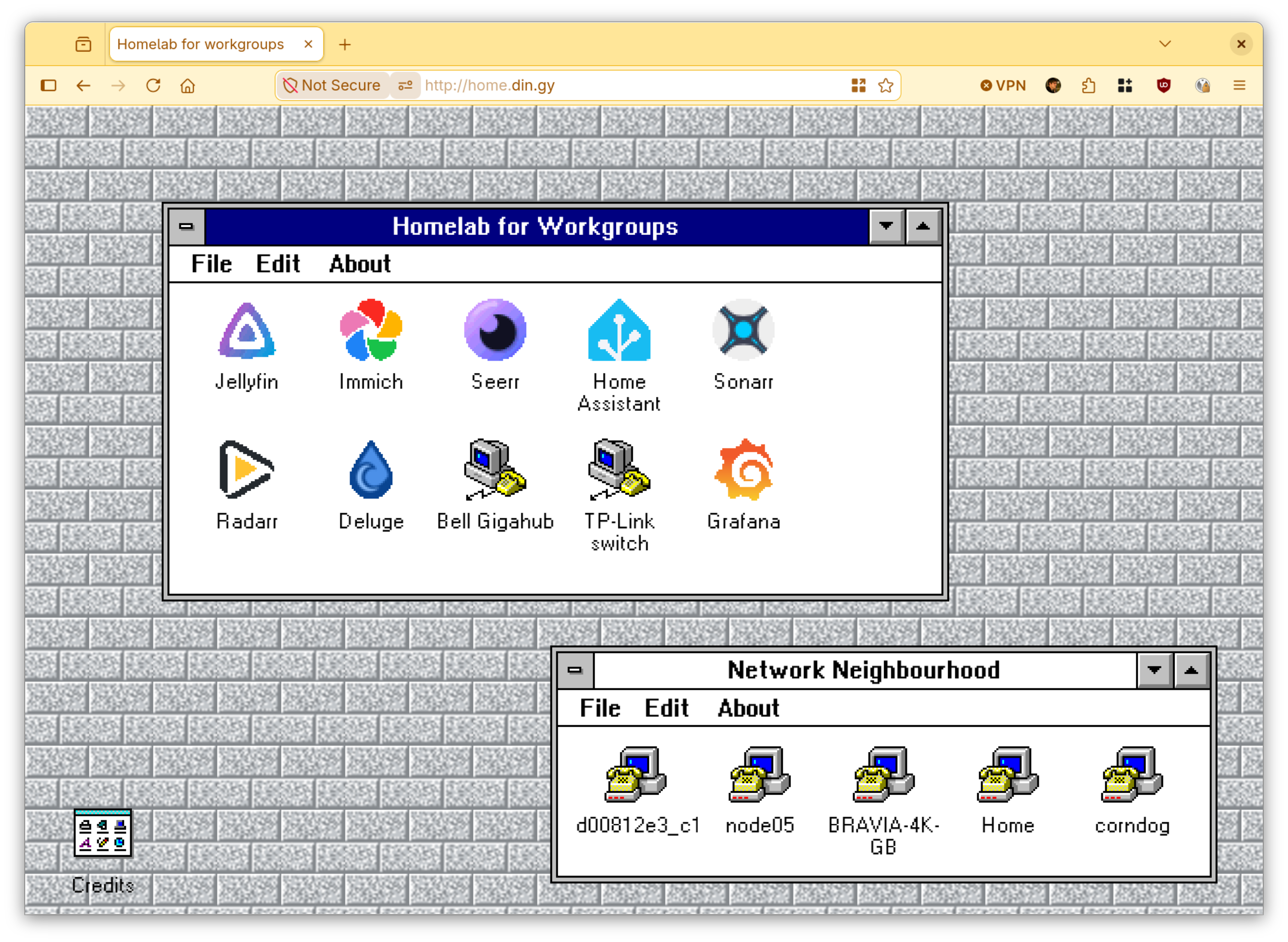 Screenshot of the homepage