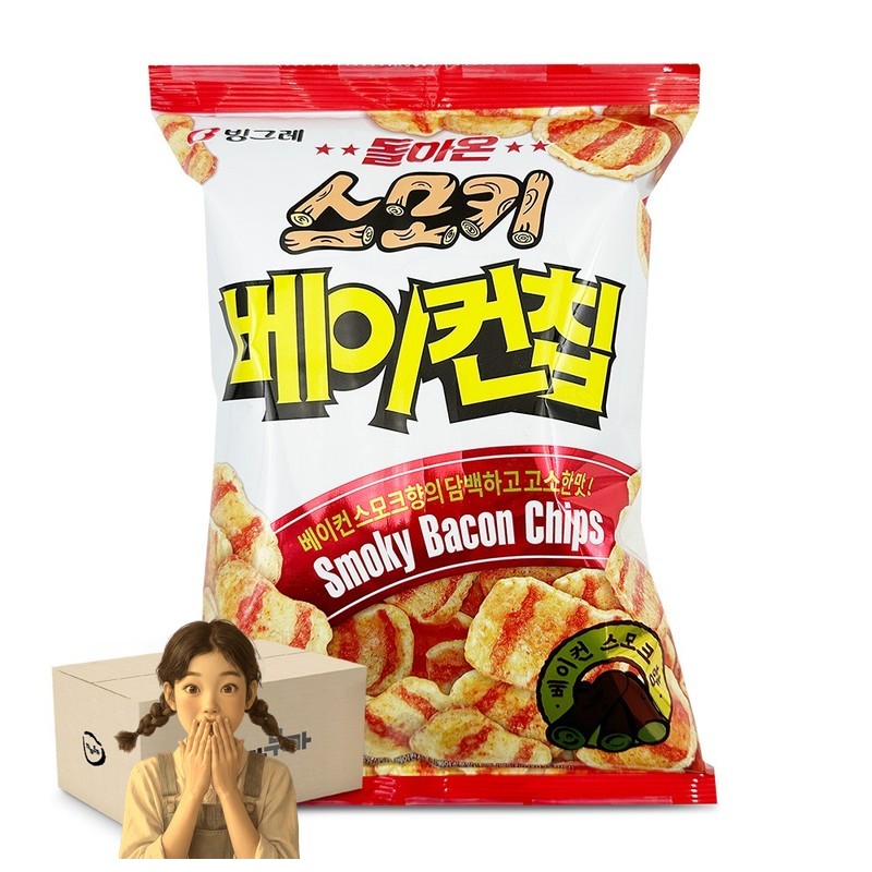 빙그레 스모키 베이컨칩 70gx박스16개