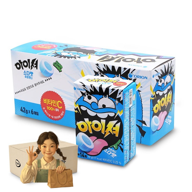 오리온 아이셔 츄잉캔디 소다맛 42gx6개 1박스-4통