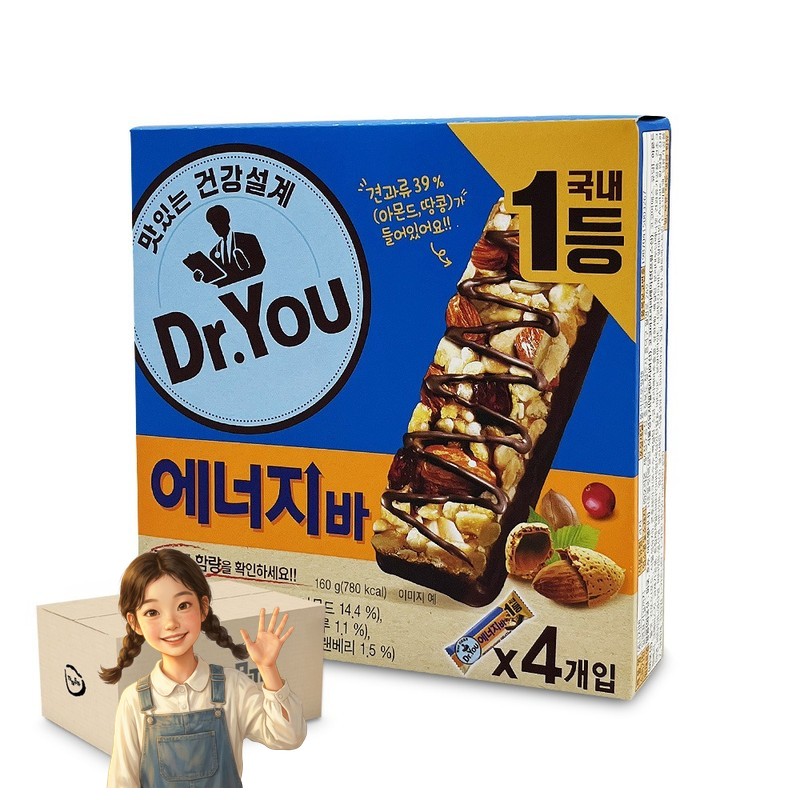 오리온 닥터유 에너지바 160g 4입 1박스-24개 스낵 사무실간식