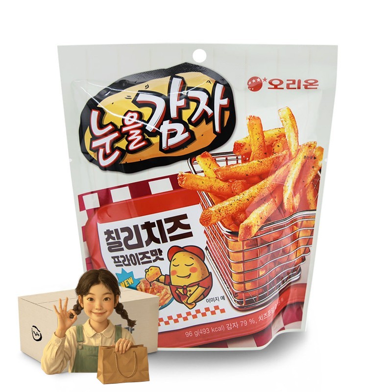 오리온 눈을감자 칠리치즈 프라이즈맛 96g 1박스 -20개