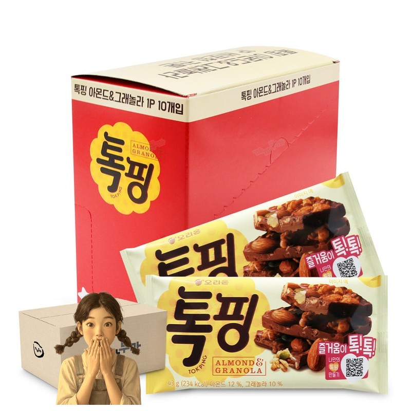 오리온 톡핑 아몬드 그래놀라 43gx10개 1박스-4통