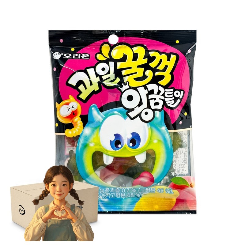 오리온 과일꿀꺽 왕꿈틀이 75gx9개 1박스-4통
