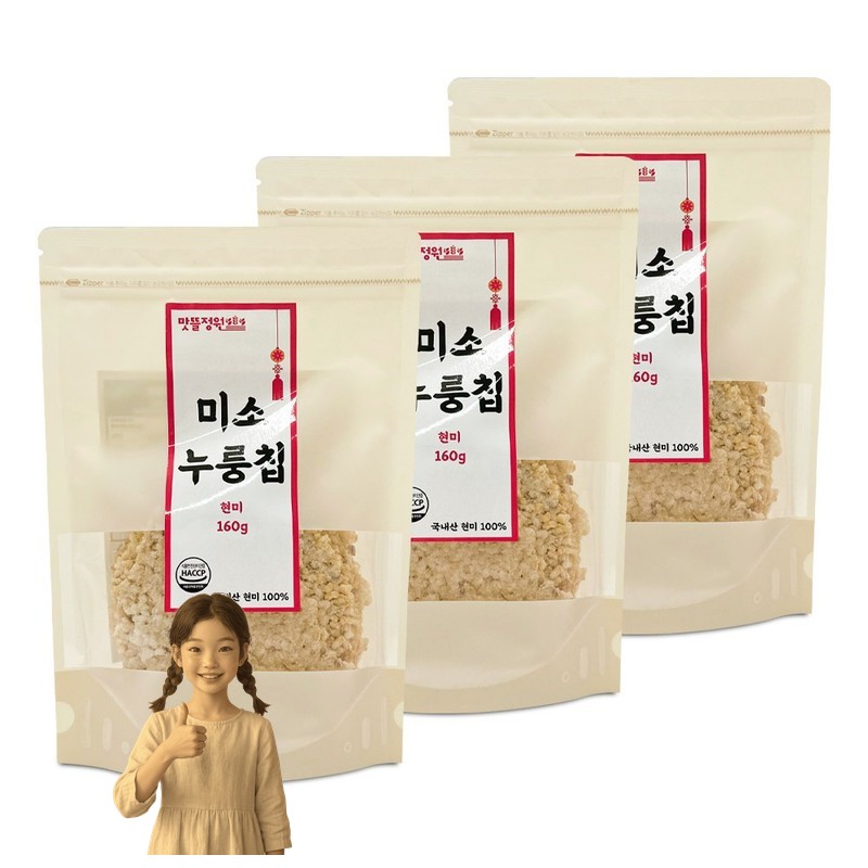 맛뜰정원 현미 미소 누룽칩 160gx3개 식사대용