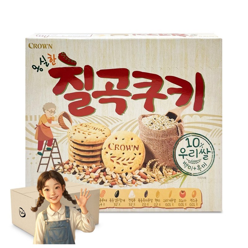 크라운 옹실한 칠곡쿠키 216g 1박스-10개 오곡쿠키