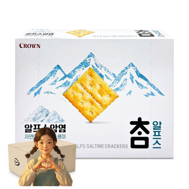 크라운 참알프스 암염 크래커 295g 1박스-10개 곡물 비스킷